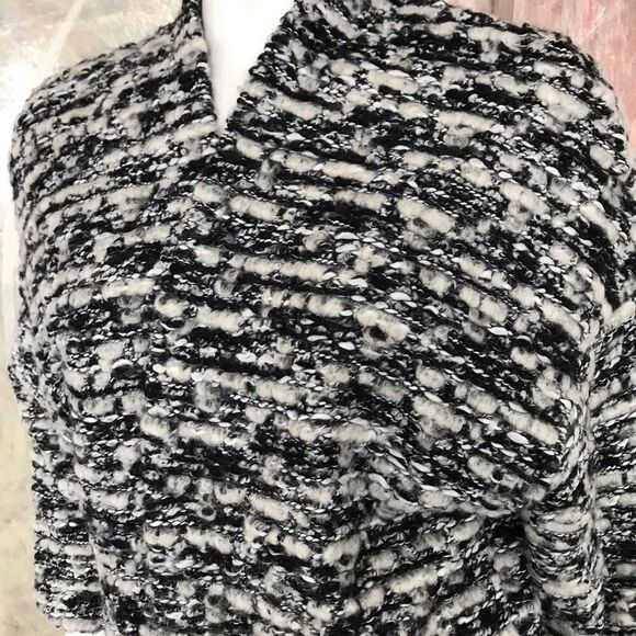 H&M Black White Open Front Wool Sweater SZ Small - Picture 5 of 8